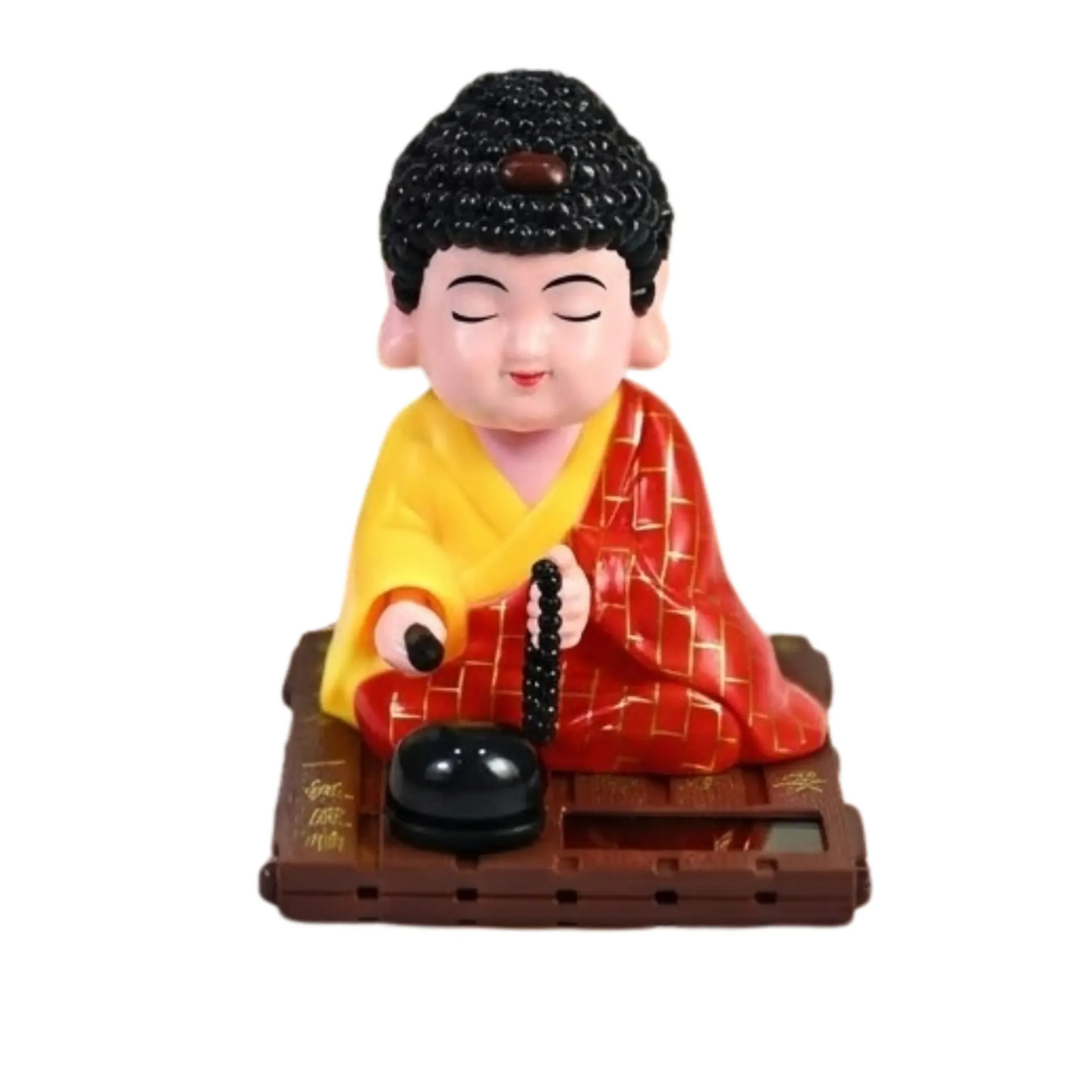 Solar Buddha Moving Head Idol – Valentine Gift for Good Luck & Prosperity | Head Shaking Laughing Buddha for Car, Home & Office Décor | Solar Powered Dancing Buddha Statue