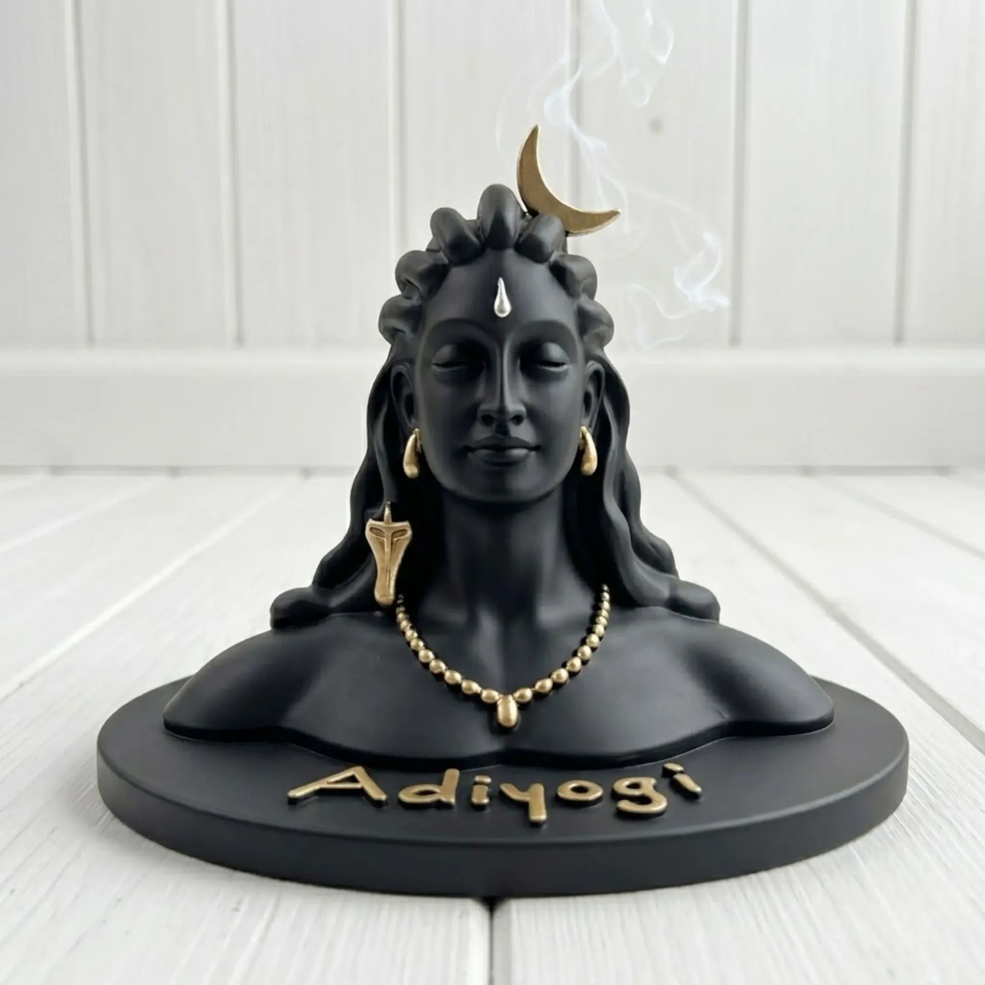 3 Inch Adiyogi Statue with Rudraksh Mala/Resin Car Dashboard Idols/Lord Shiva for Pooja/Shivratri Gift/Decor/Shiv Murti/Mahadev Statues/Decorative Items for Home/Office(Black)